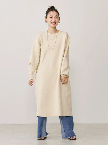 エコカルットクルーネックワンピース<エコ・軽い・ニット> エコカルットクルーネックワンピース<エコ・軽い・ニット>