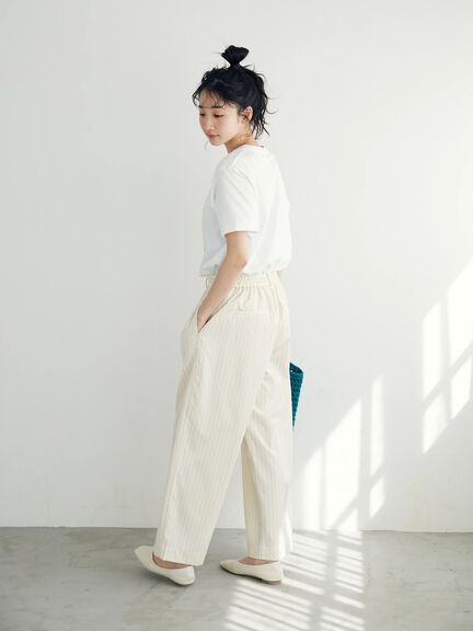 【Special Price】イージーケアピンストライプテーパードパンツ