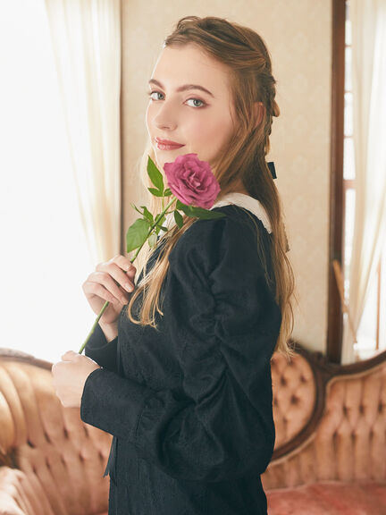 リボン襟付きレースワンピース リボン襟付きレースワンピース