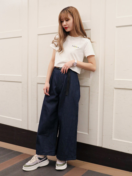 ベルト付きワイドパンツ ベルト付きワイドパンツ