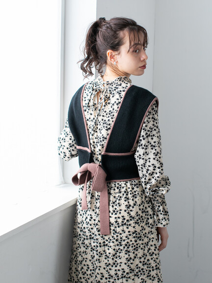 ≪USED≫総柄シャーリングワンピース