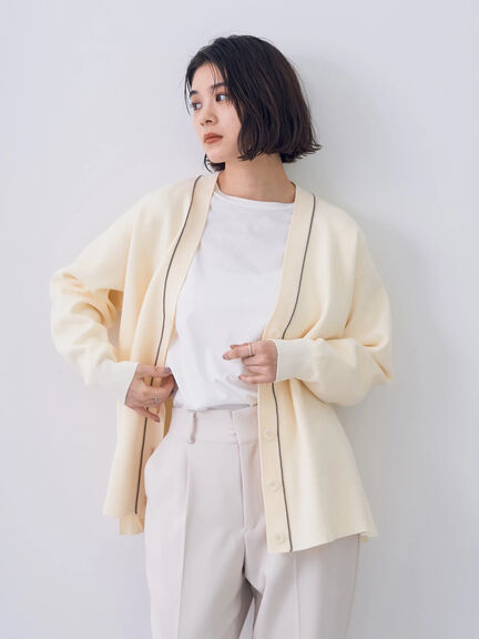 配色ラインVネックカーディガン 配色ラインVネックカーディガン