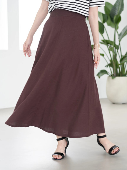 麻レーヨンセミフレアスカート