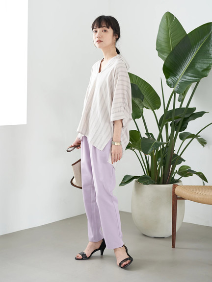 レーヨンリネンドルマンスリーブシャツ