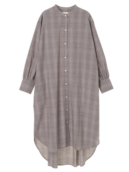 バンドカラーAラインシャツワンピース バンドカラーAラインシャツワンピース