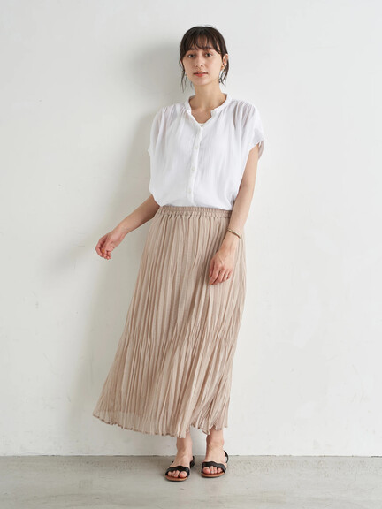 コットン楊柳バンドカラーチュニック コットン楊柳バンドカラーチュニック