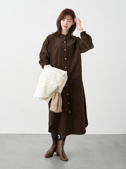 【WEB限定】コーデュロイシャツワンピース