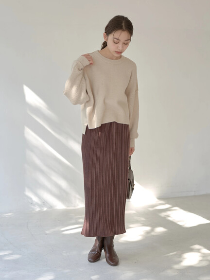 <WEB限定大きな・小さなサイズ>ベロアプリーツスカート <WEB限定大きな・小さなサイズ>ベロアプリーツスカート