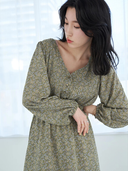 【Special Price】フラワープリーツワンピース