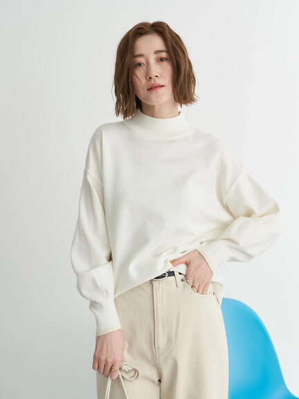 【Special Price】【大きい・小さいサイズ(WEB限定)】ボリュームスリーブハイネックニットプルオーバー