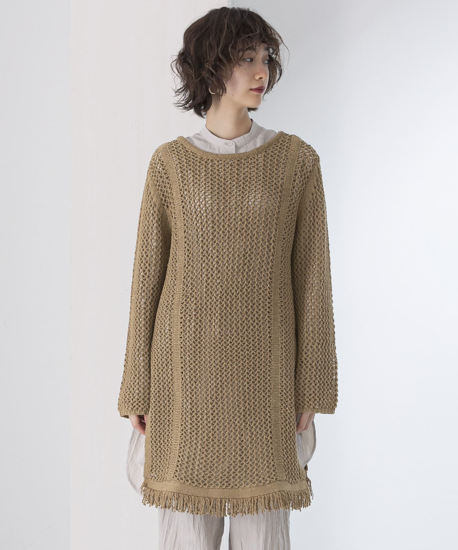 【WEB限定】メッシュチュニックニット