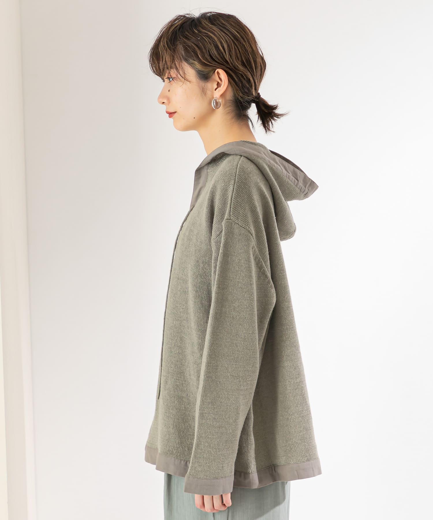 レースアップニットフーディー レースアップニットフーディー