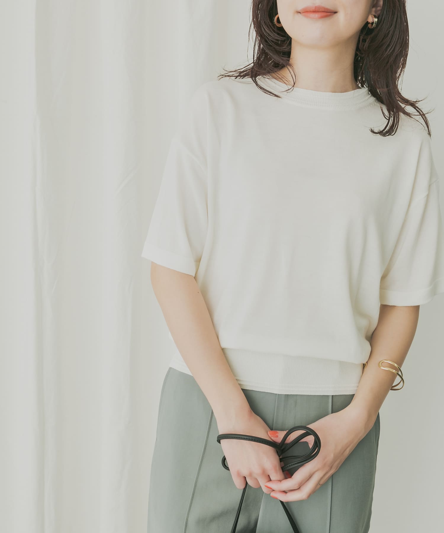 KBF+ クルーネックニットTシャツ KBF+ クルーネックニットTシャツ