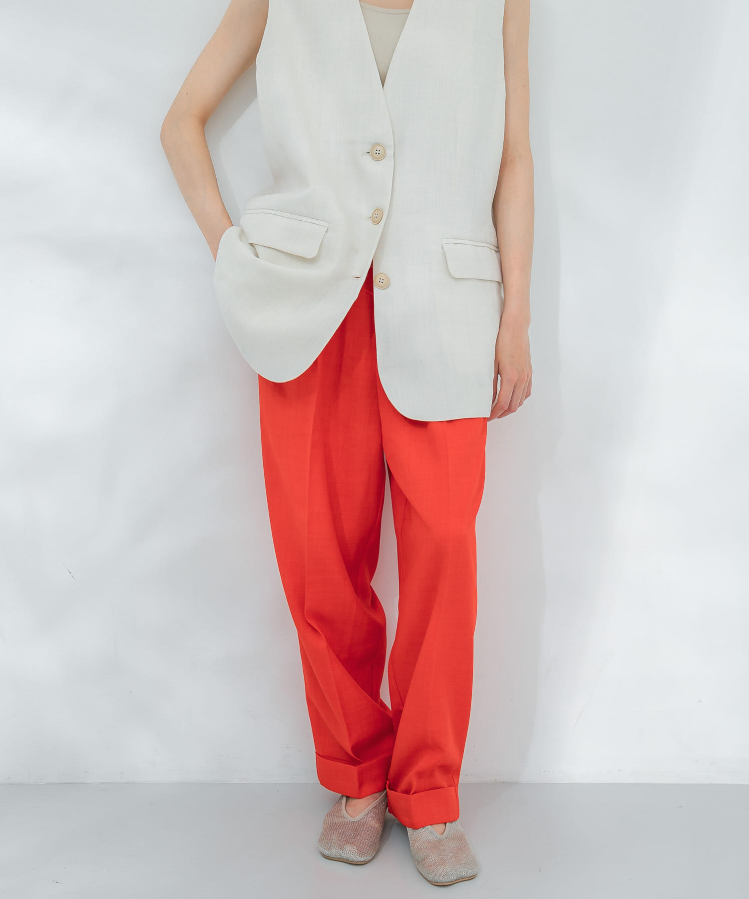 センタープレスWIDEストレートパンツ