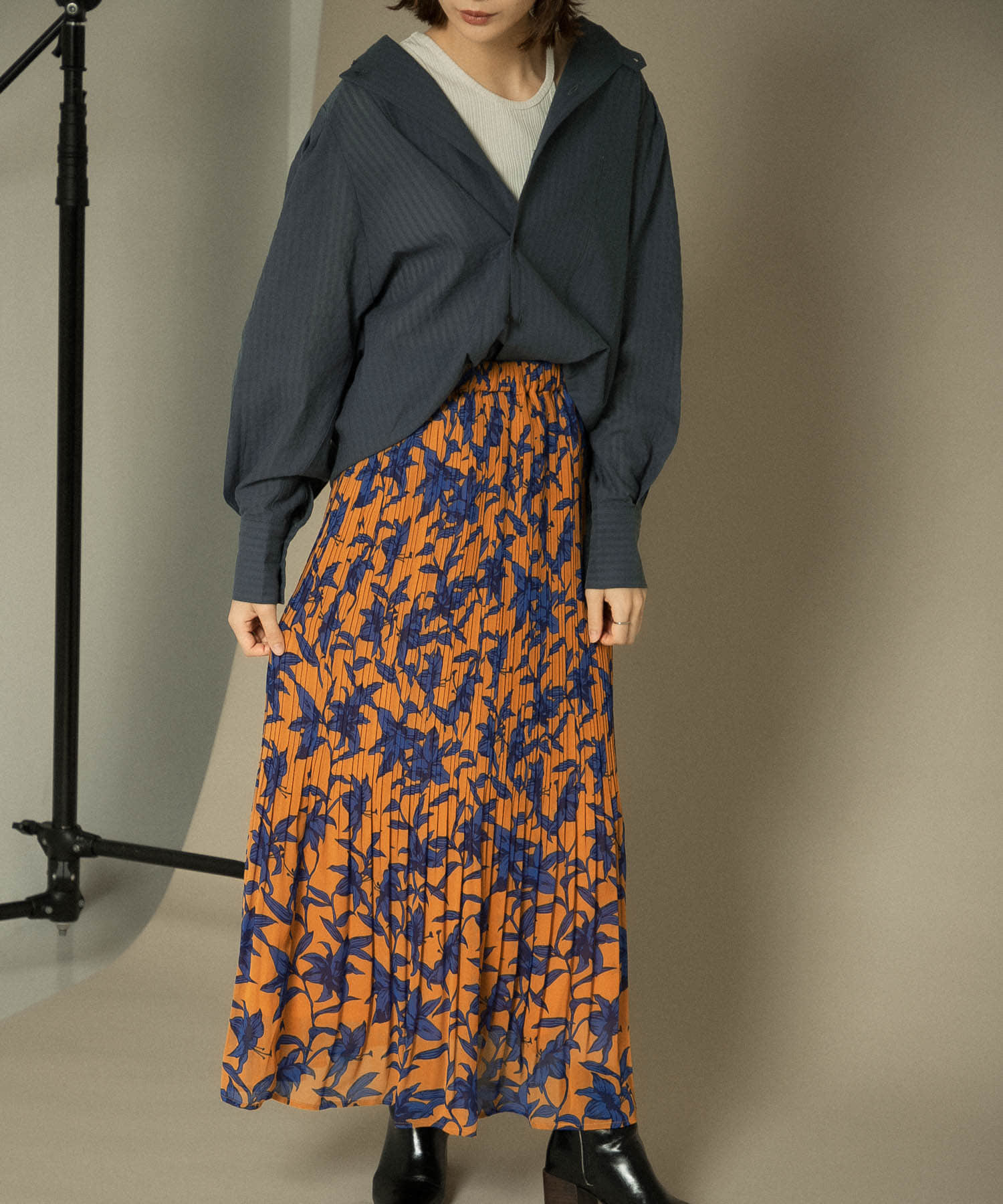 【WEB/一部店舗限定】フラワープリントプリーツスカート