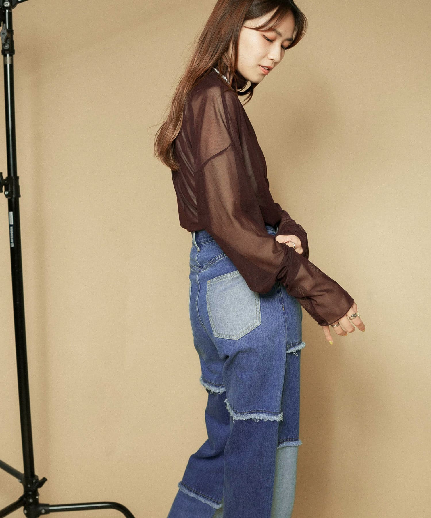 【WEB/一部店舗限定】チュールハイネックカットソー