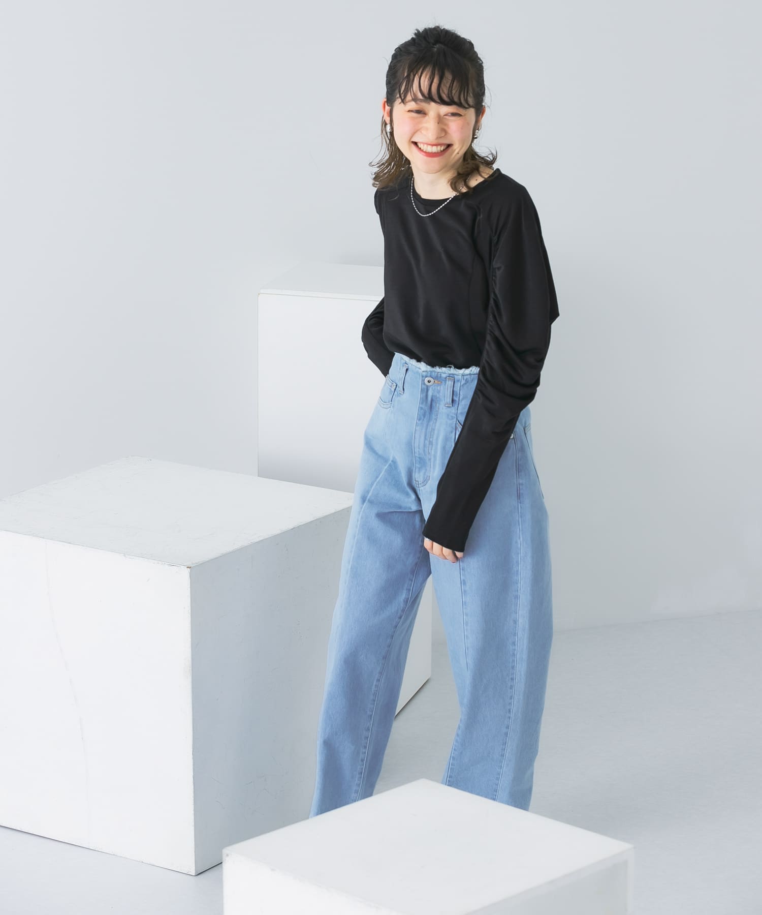 ギャザーボリュームスリーブカットソー ギャザーボリュームスリーブカットソー