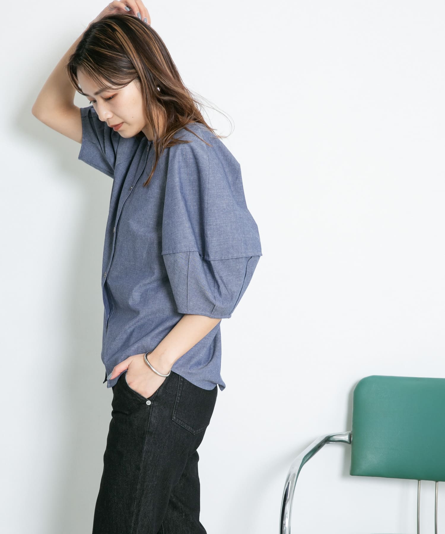 オーバルスリーブブラウス オーバルスリーブブラウス