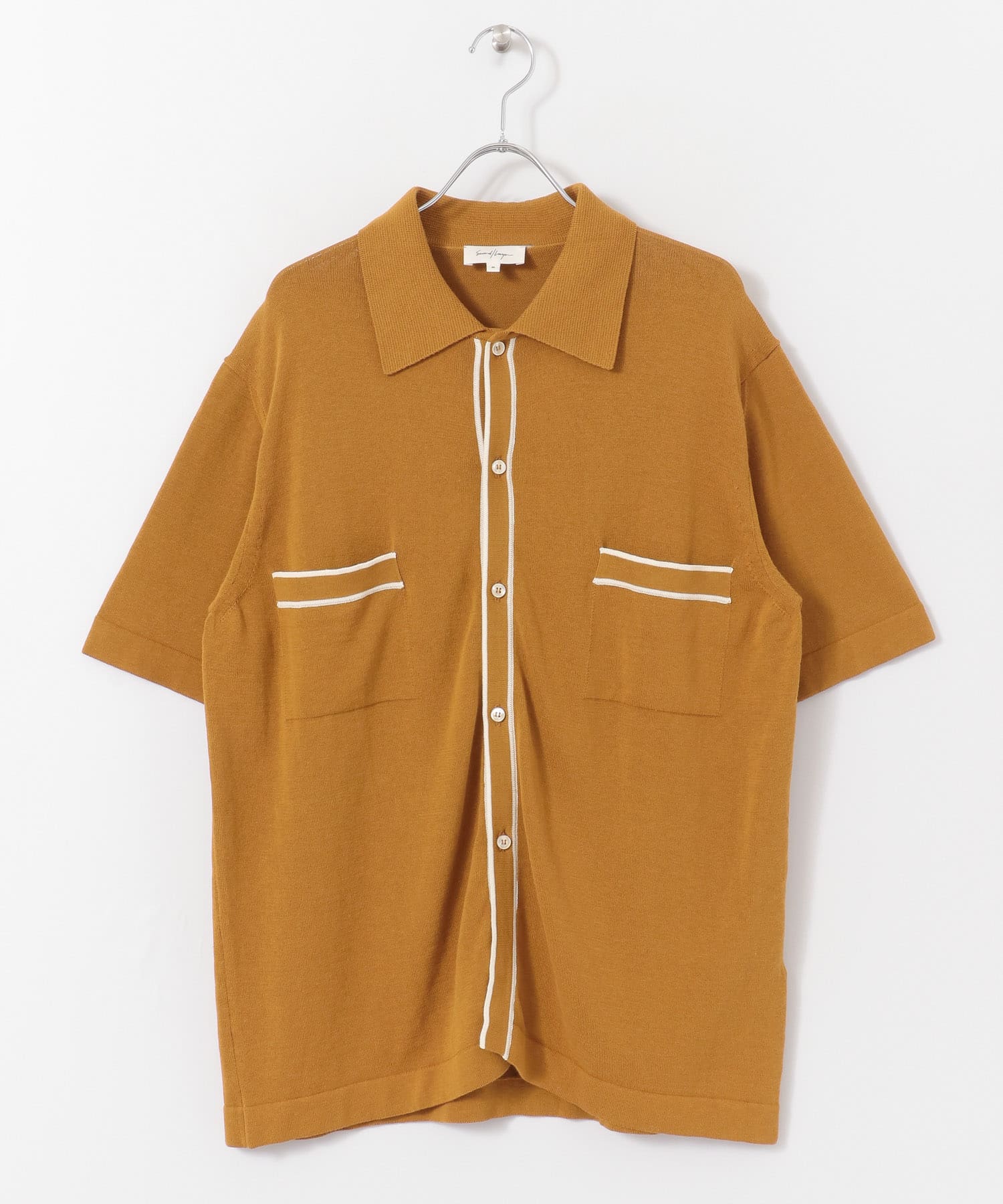 SECOND LAYER　CONTRAST PIN KNIT SHIRT