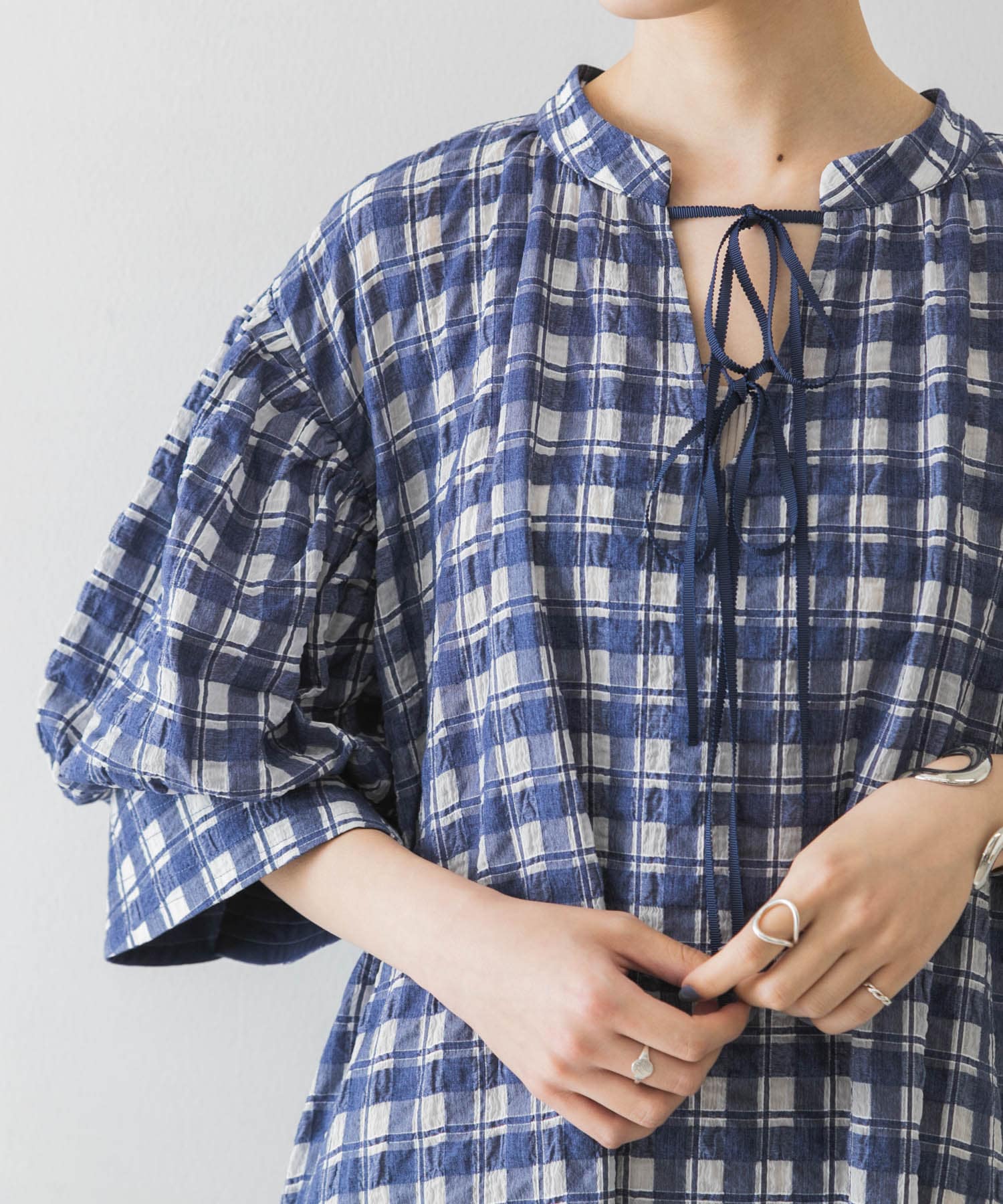 rumche　Big Check One-piece