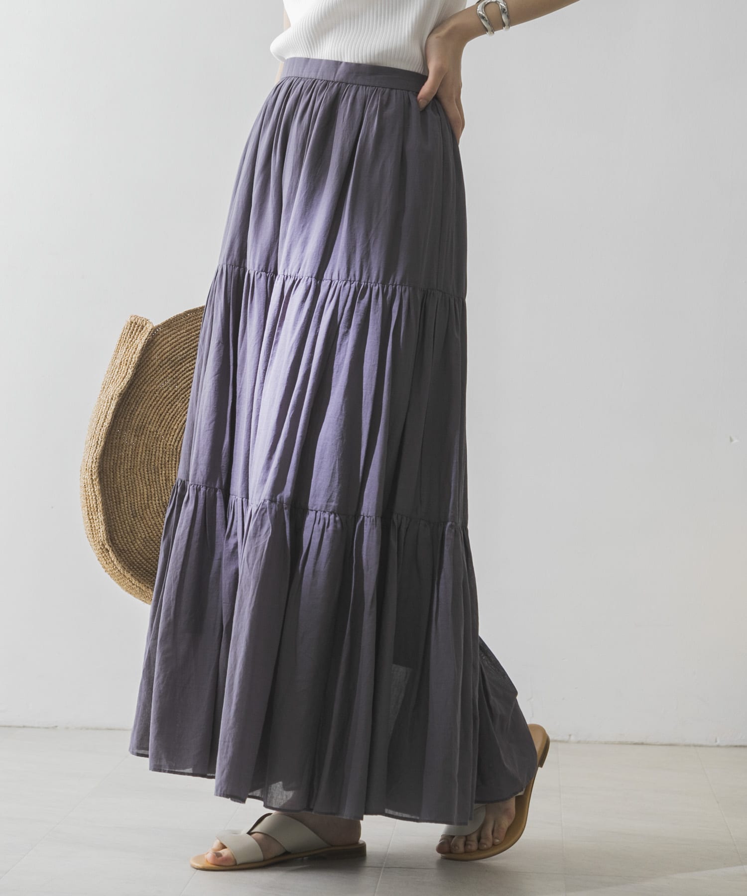 コットボイルティアードスカート