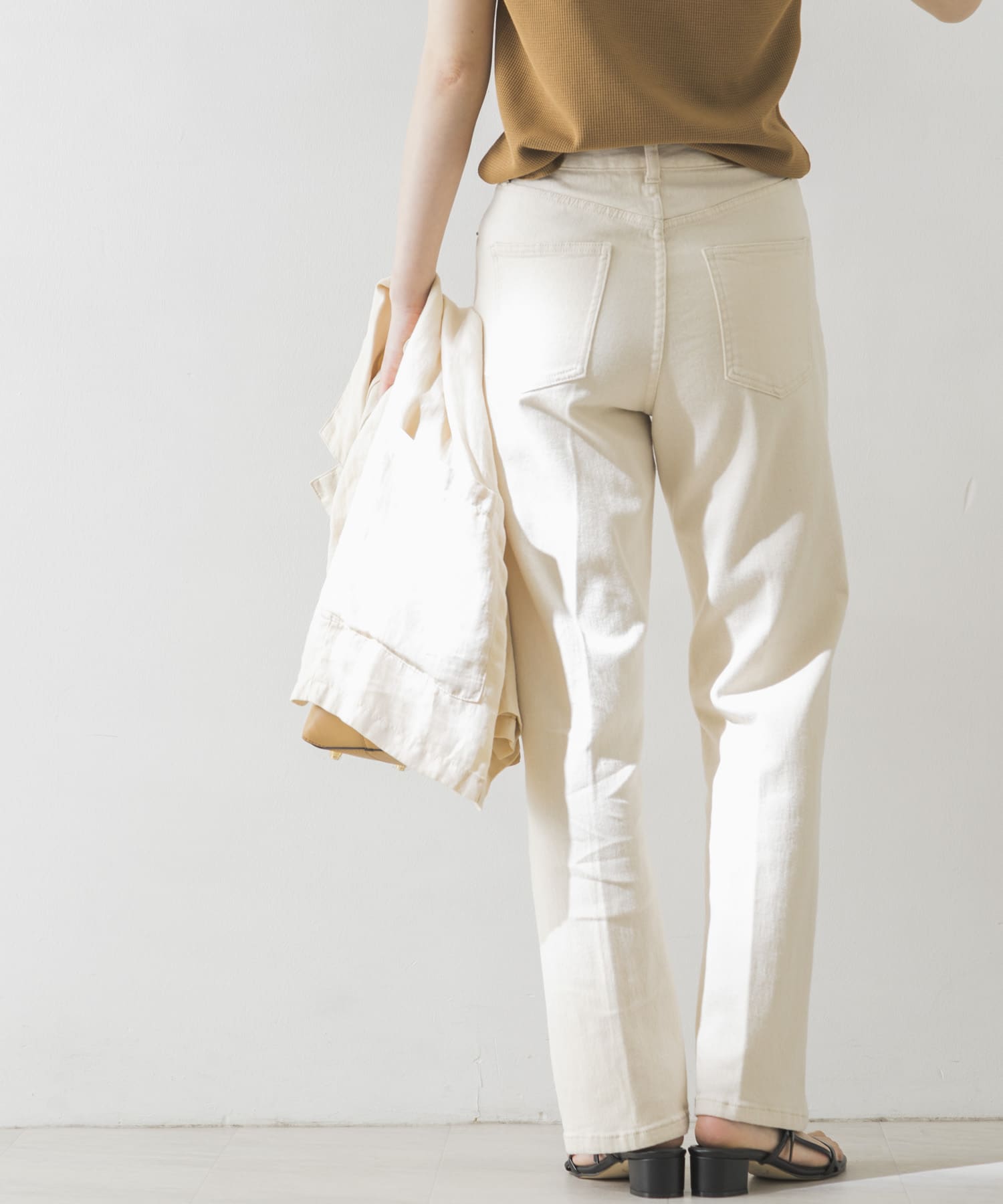 綿麻ストレートデニムパンツ