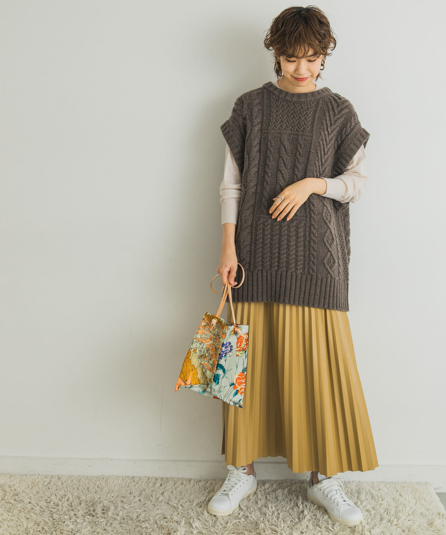 【Oggi１１月号掲載】レザーライクロングプリーツスカート
