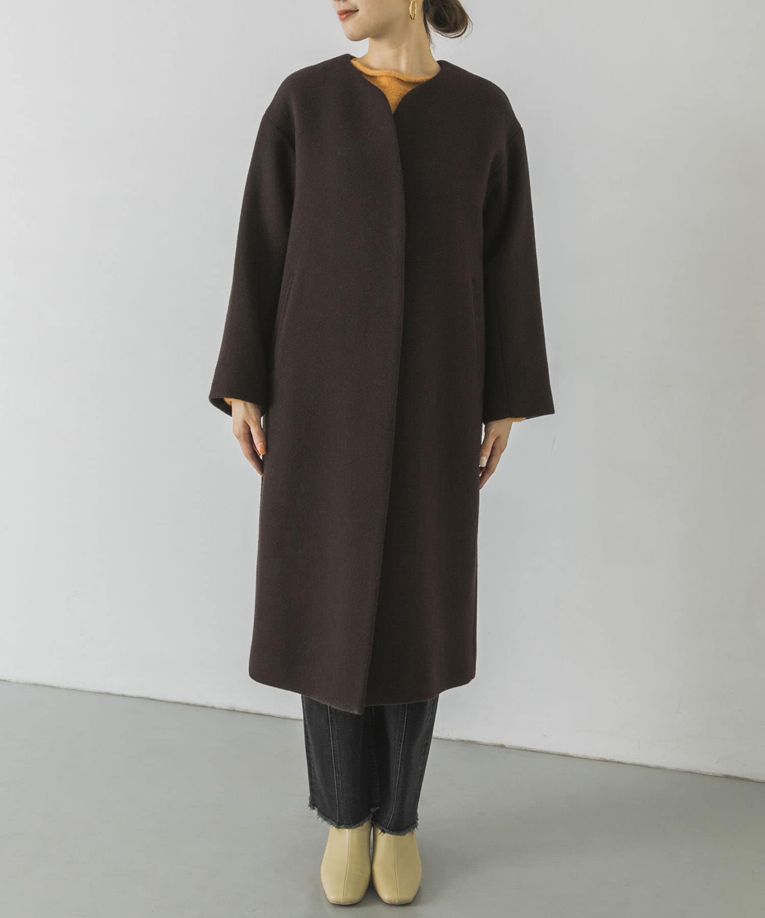 【WEB限定】パイルメルトンウールロングコート 【WEB限定】パイルメルトンウールロングコート