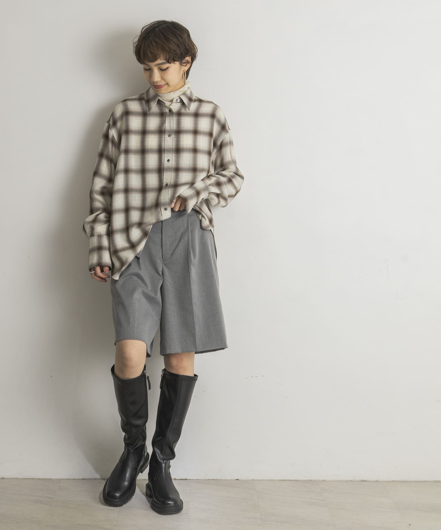シャンブレーツイルタックハーフパンツ