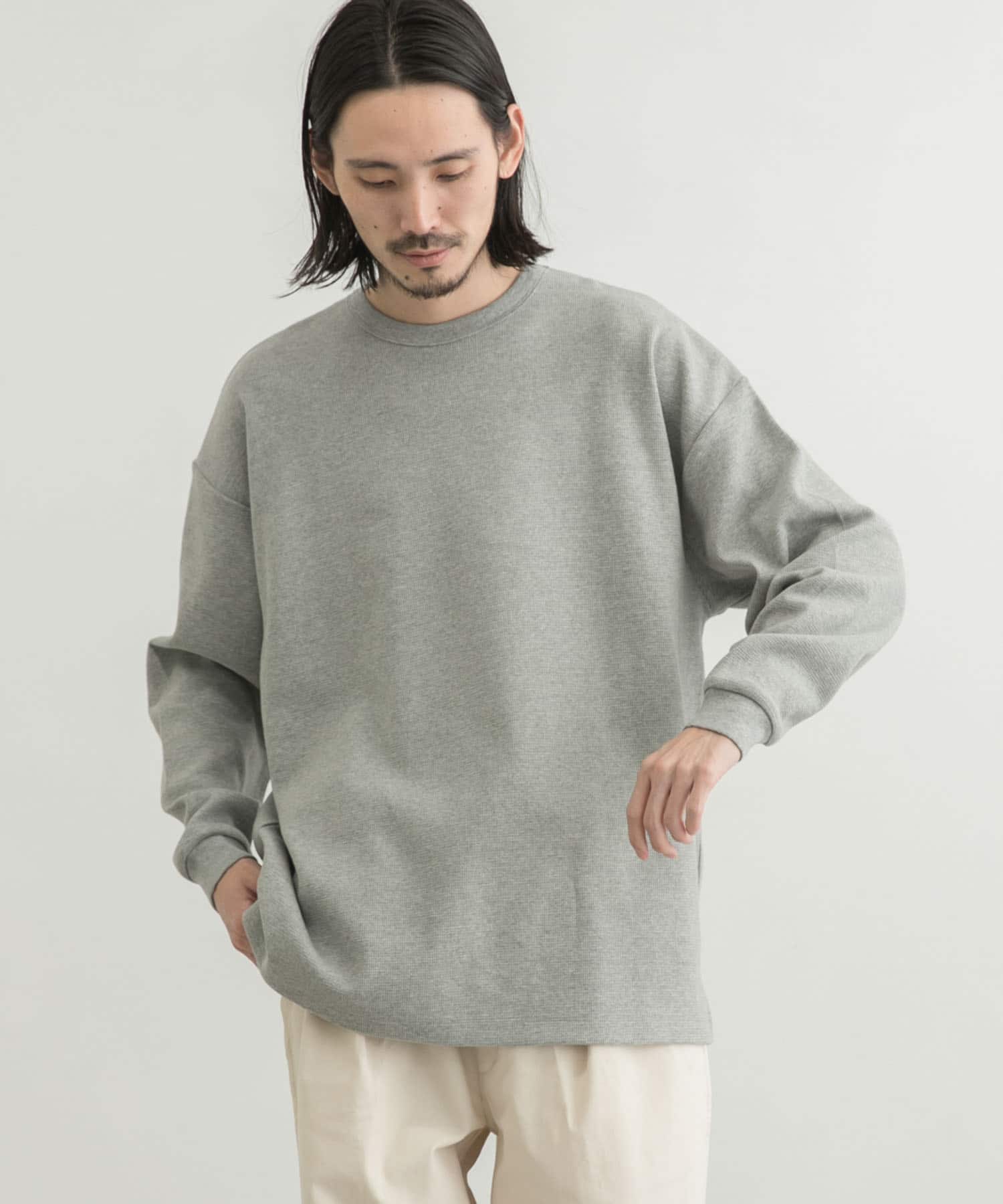 『XLサイズあり』リラックス度詰めワッフルロングスリーブ 『XLサイズあり』リラックス度詰めワッフルロングスリーブ