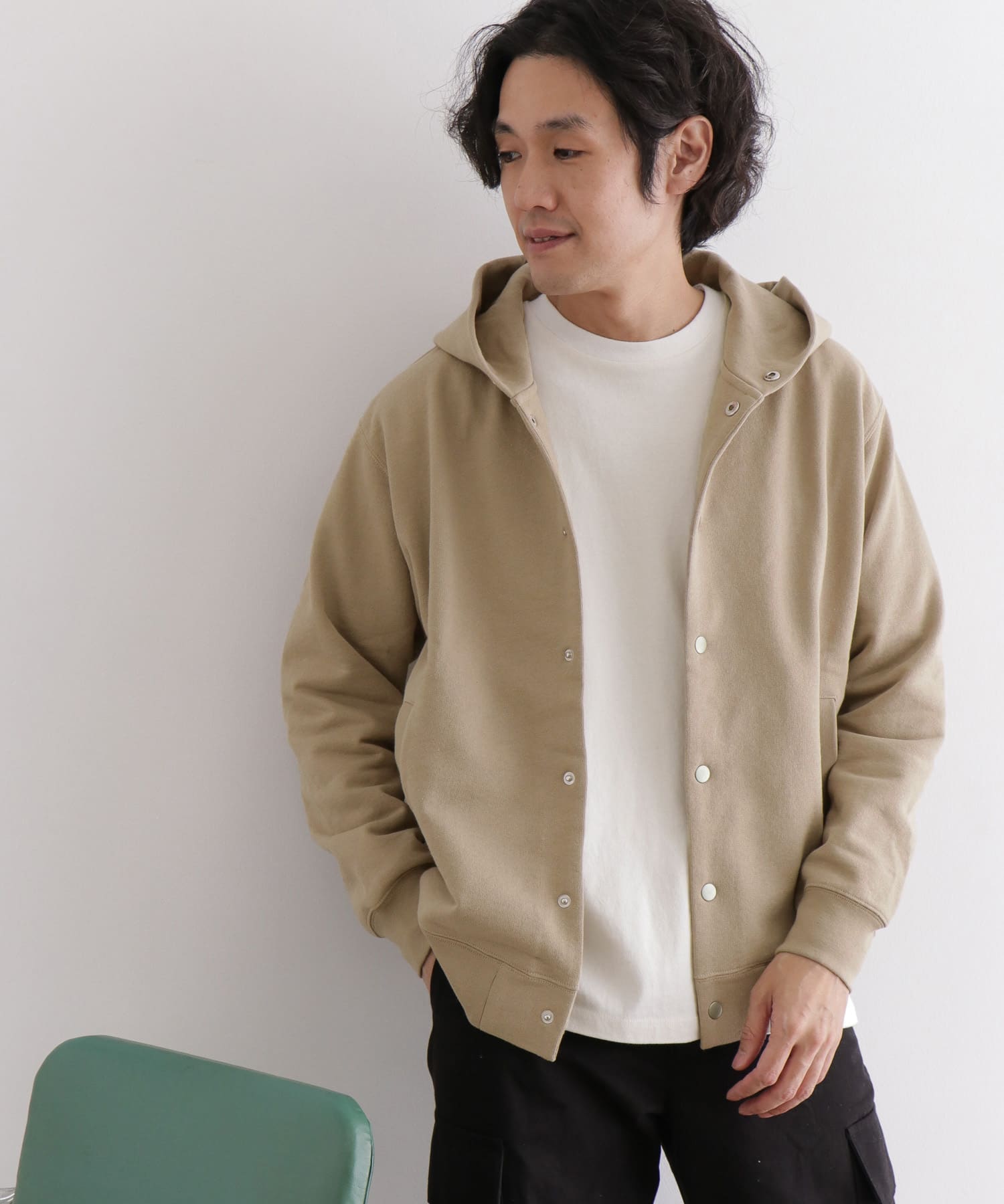 裏毛スナップパーカー