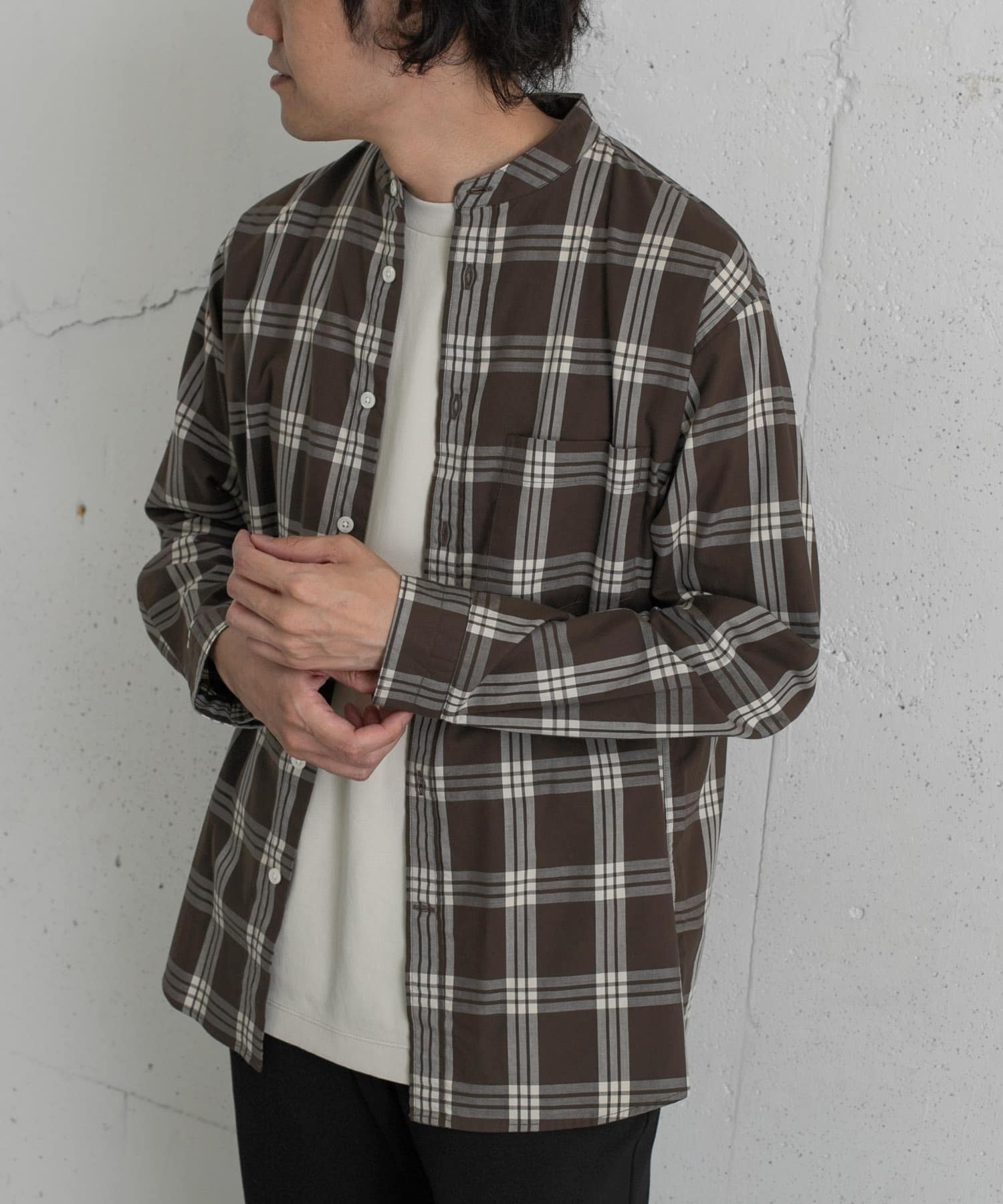 イージーケアバンドカラーシャツ