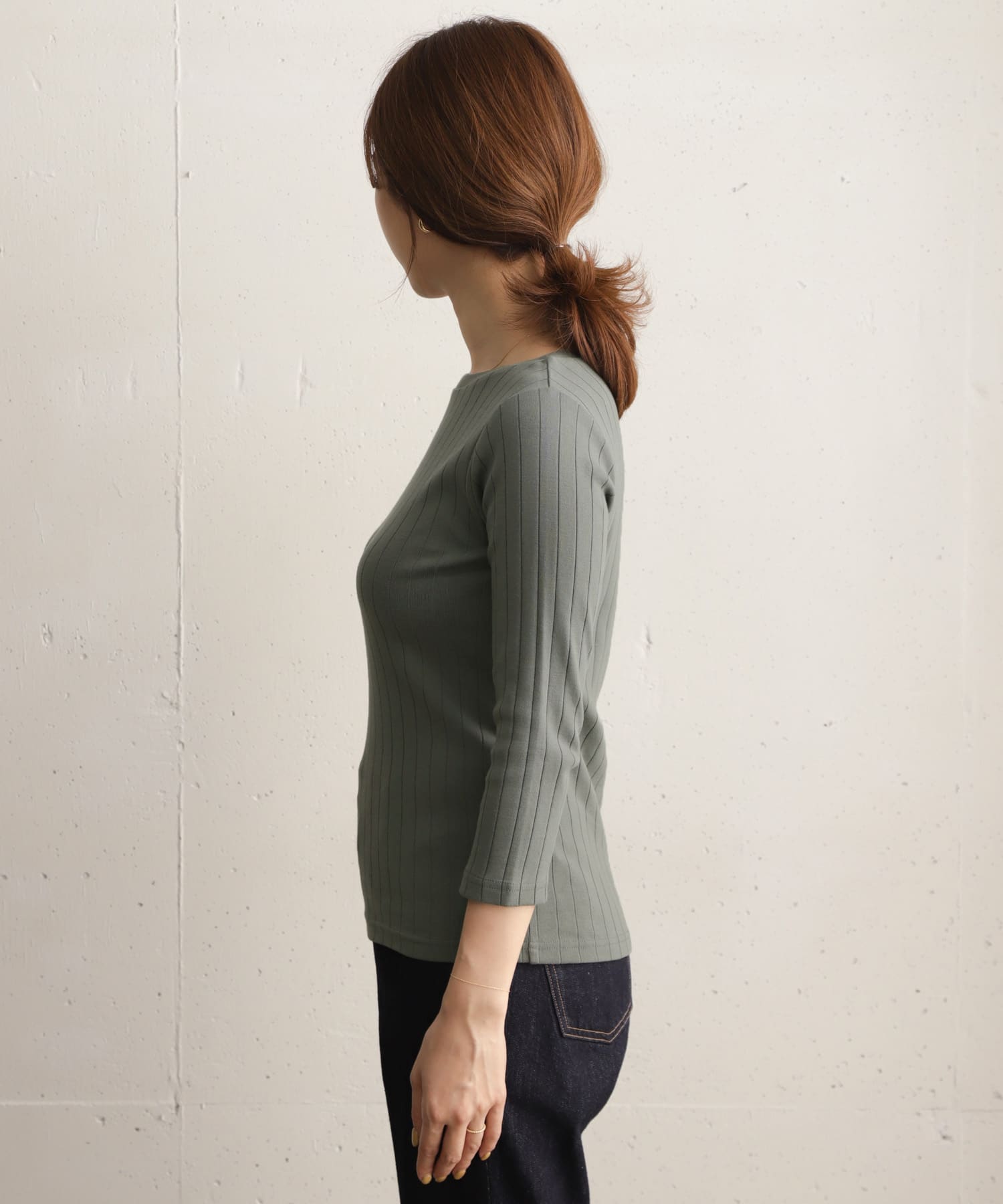 針抜き7分袖カットソー 針抜き7分袖カットソー