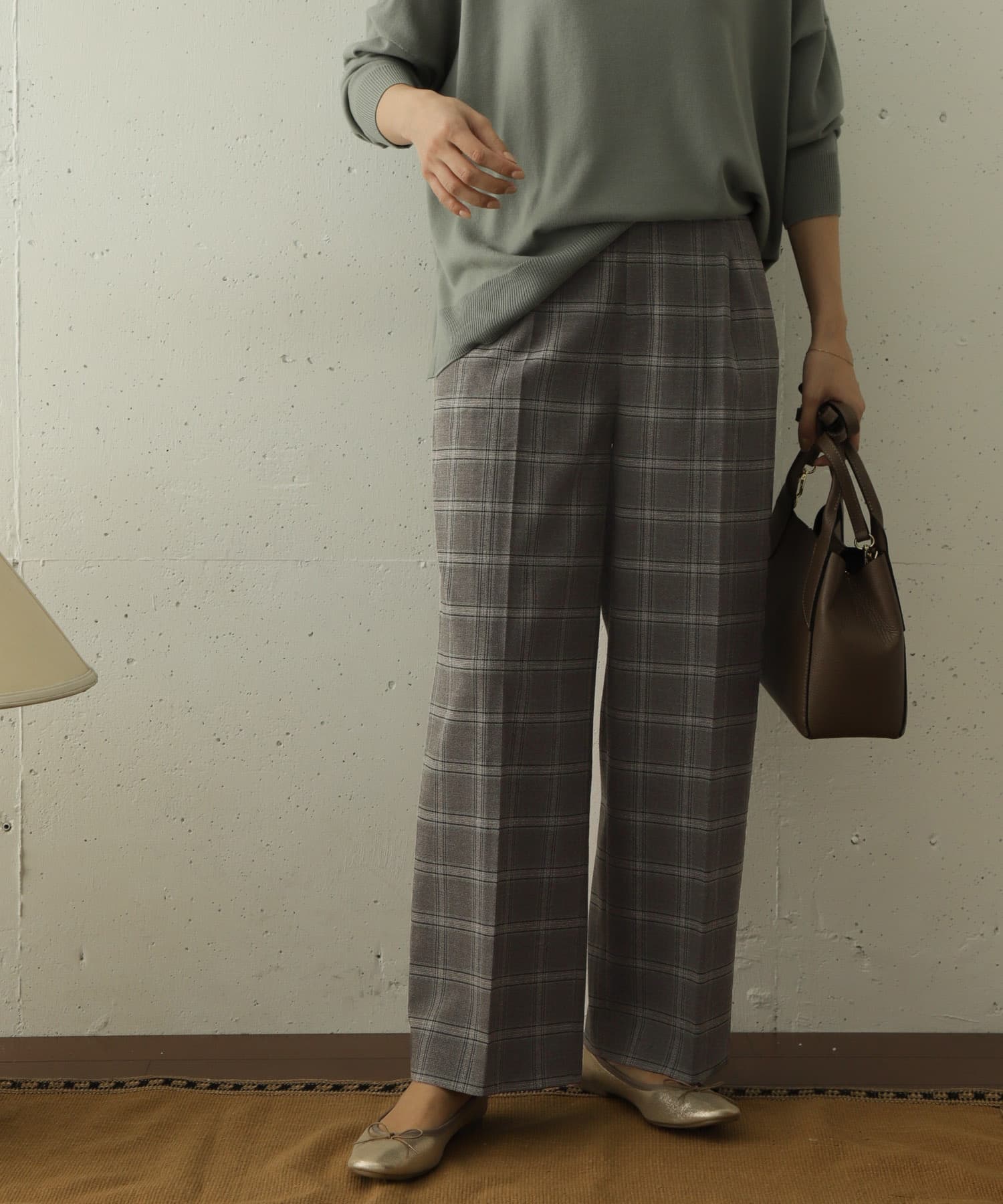 チェックストレートパンツ チェックストレートパンツ