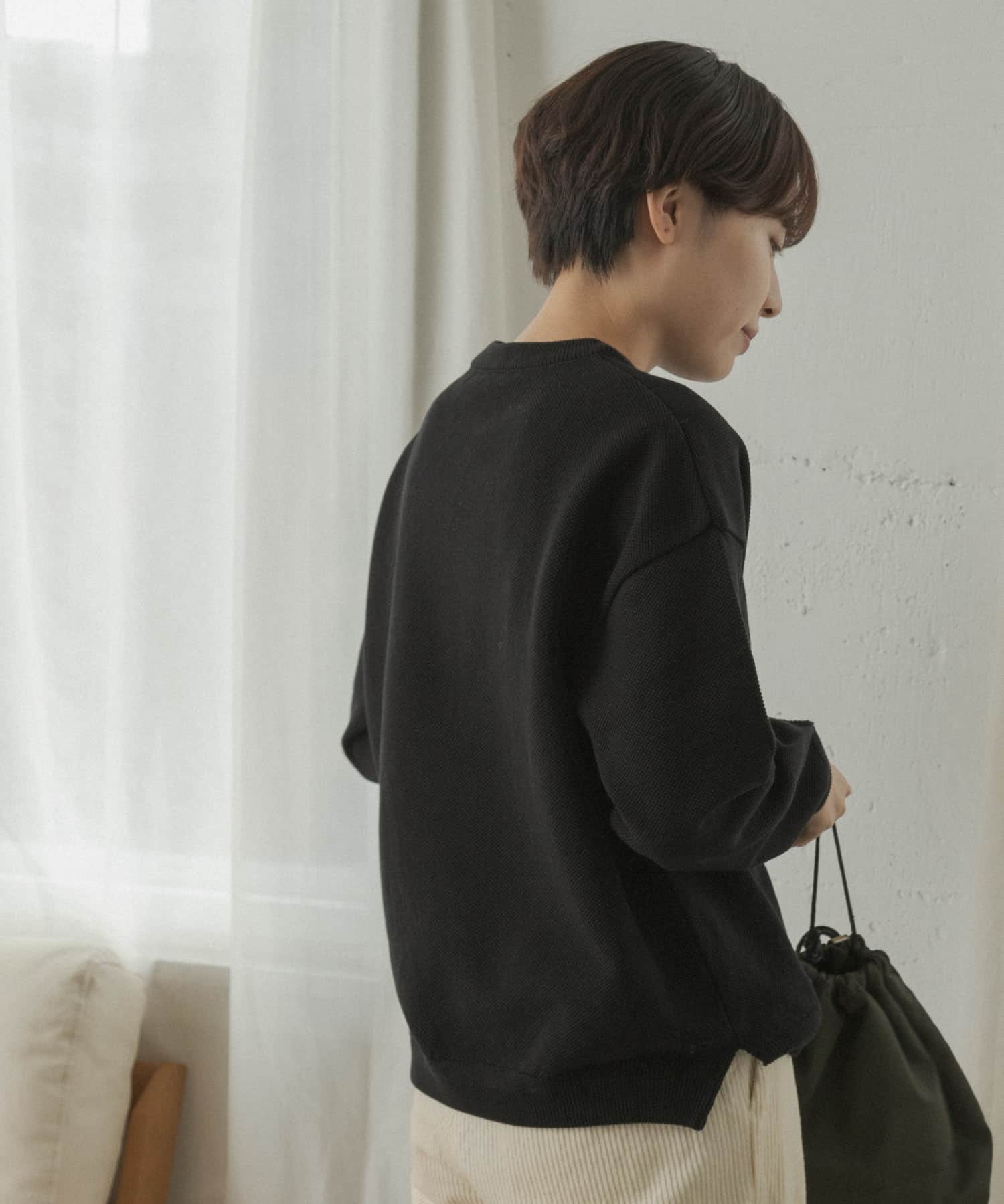 crepuscule Moss stitch crew slit crepuscule Moss stitch crew slit