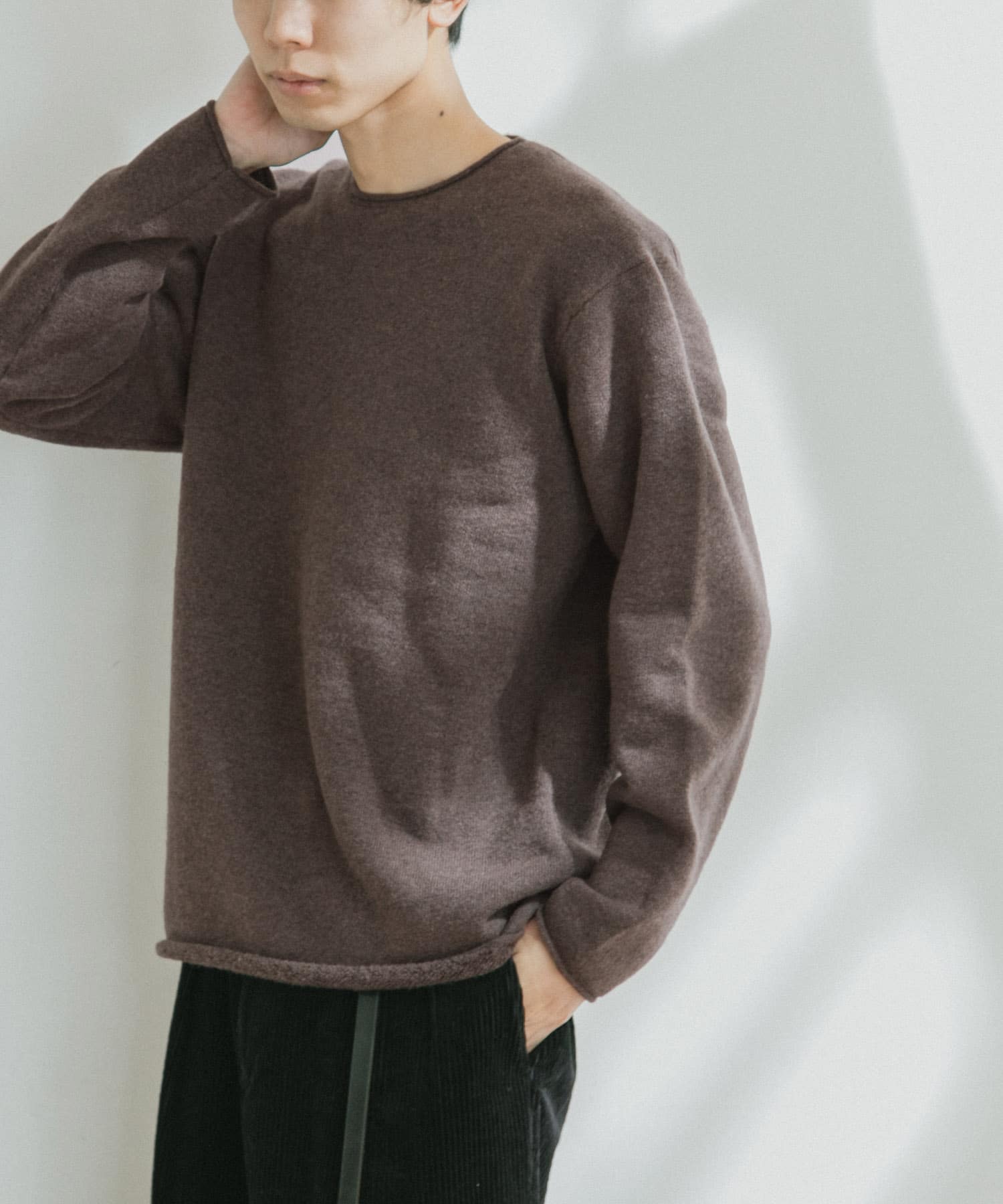 【一部WEB限定カラー】FORK&SPOON　パイル編みクルーネックニット