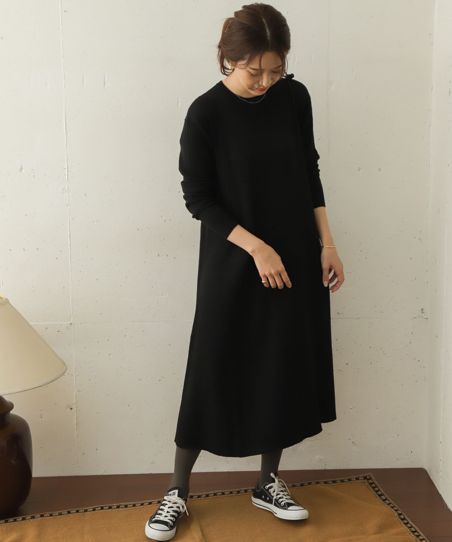 【WEB限定】リブニットフレアワンピース 【WEB限定】リブニットフレアワンピース