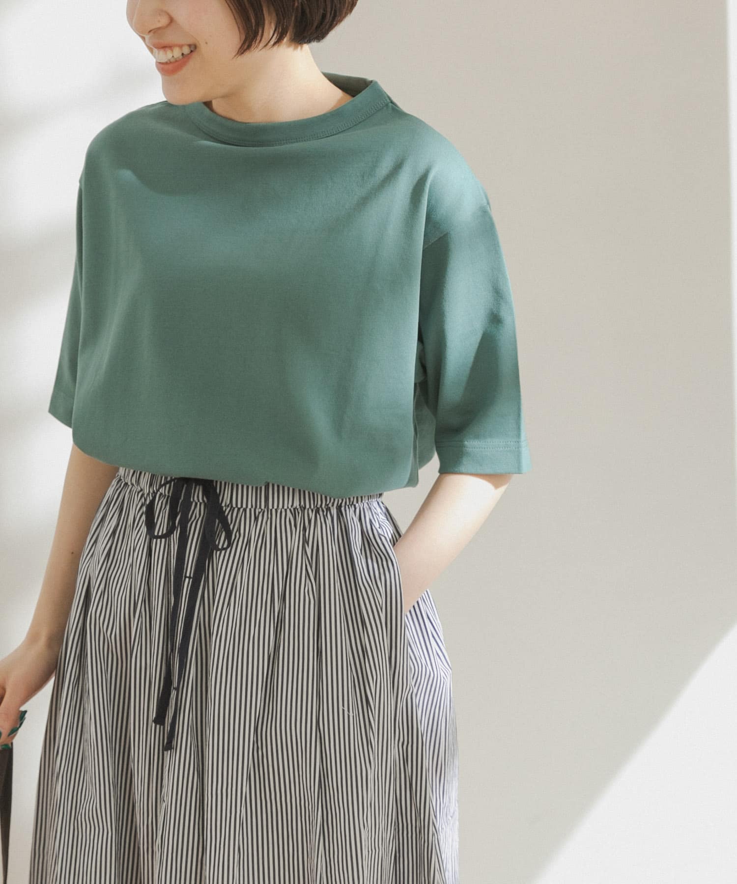 FORK&SPOON オーガニックコットンボトルネックTシャツ FORK&SPOON オーガニックコットンボトルネックTシャツ