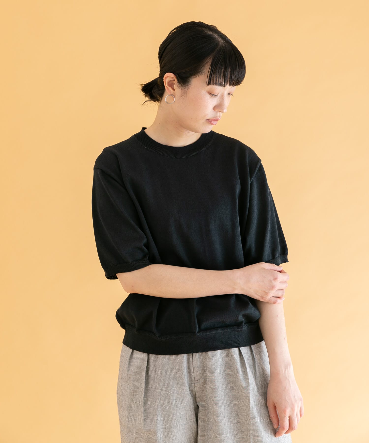 UNIFY　poly/ramie Half-Sleeve Knit