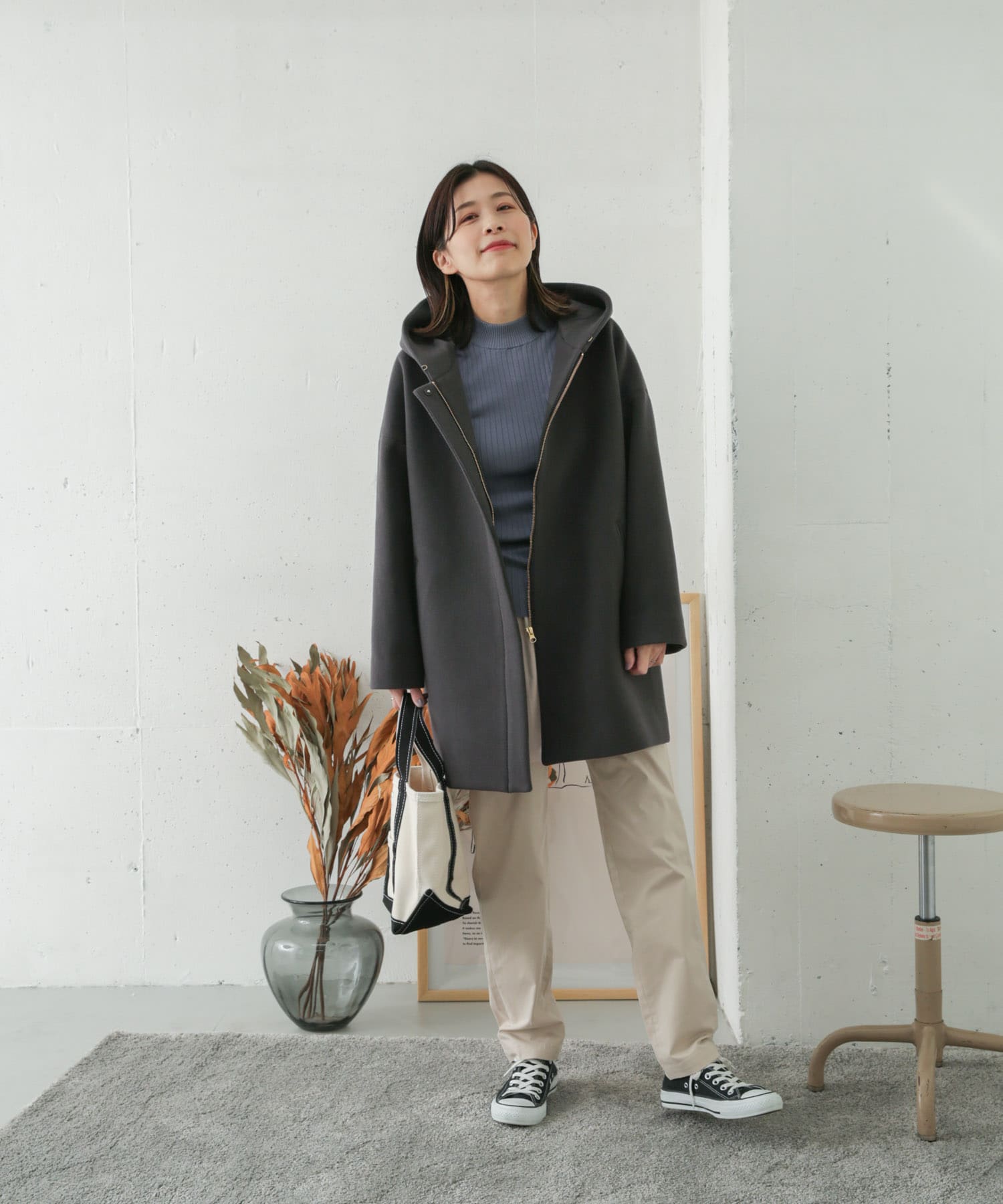 【WEB/一部店舗限定】ウールフードワイドコート