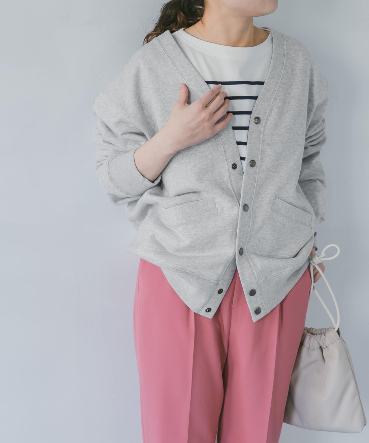 裏毛Vネックカーディガン