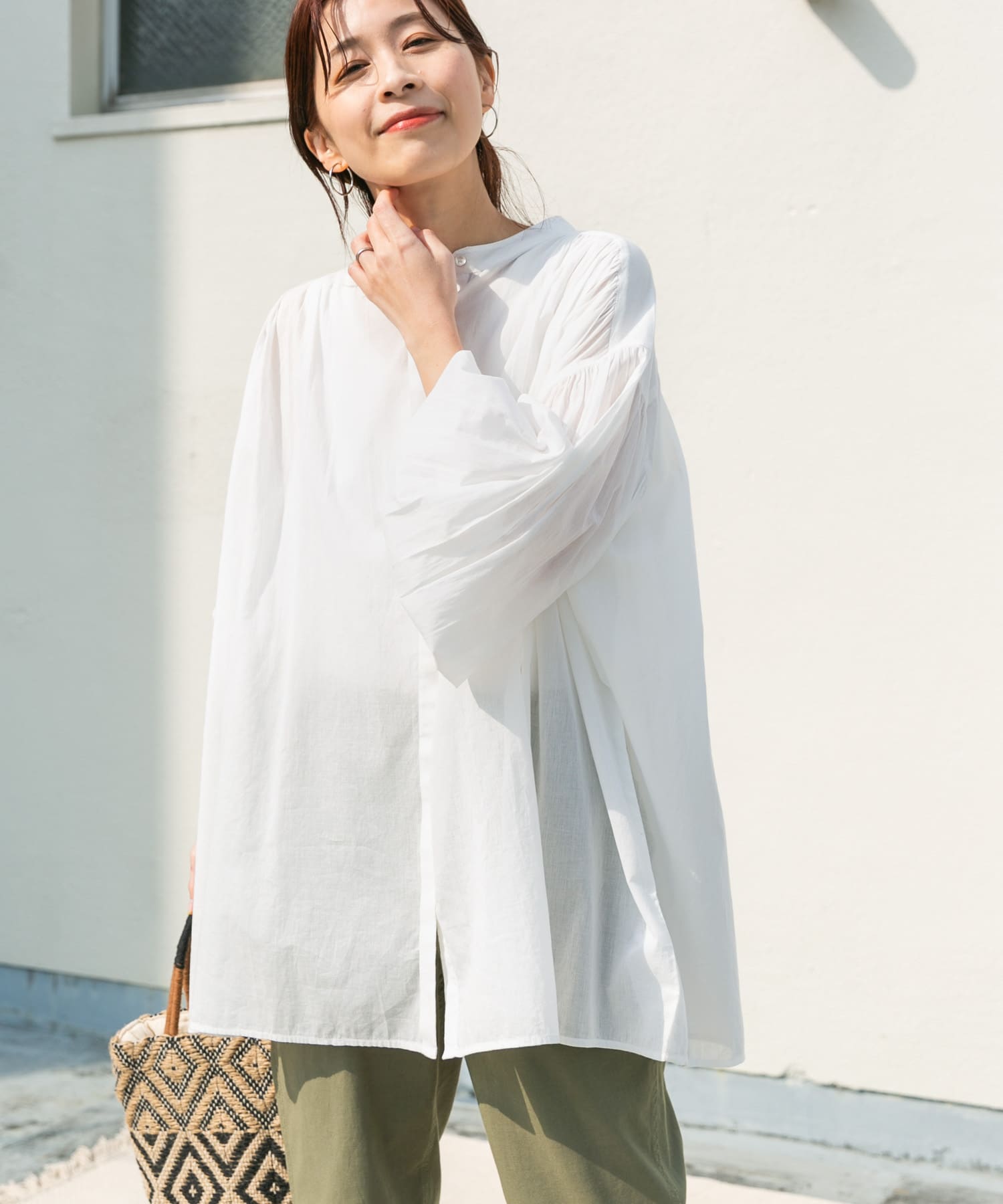 コットンボイルギャザーブラウス