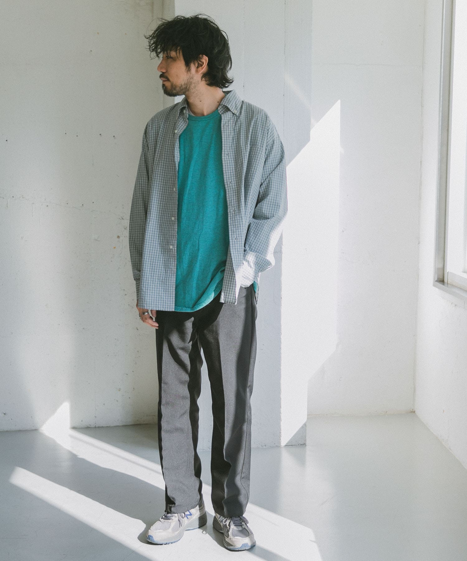 チェックボタンダウンオーバーシャツ