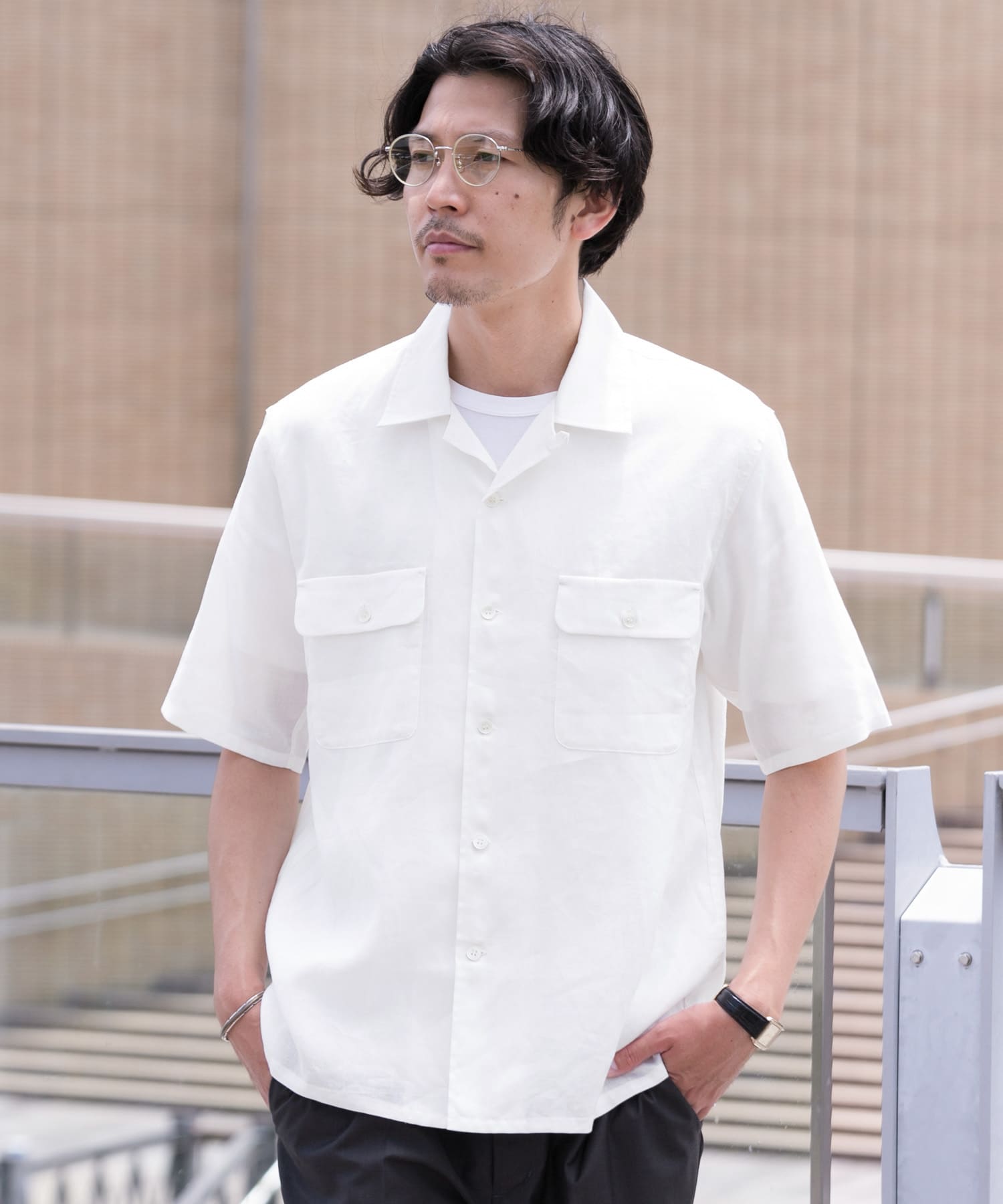 リネンオープンカラーシャツ リネンオープンカラーシャツ