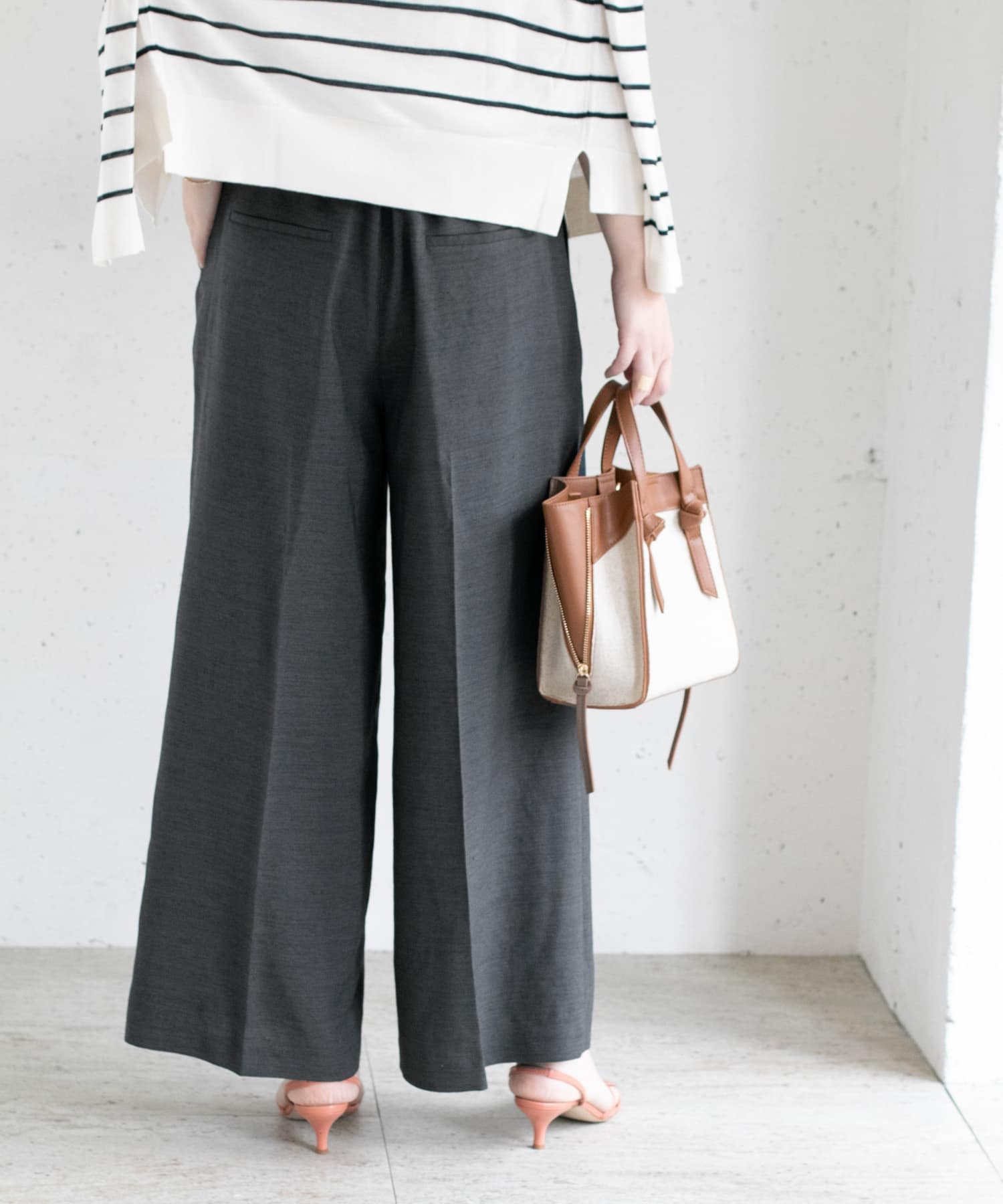 リネンライクストレッチワイドパンツ リネンライクストレッチワイドパンツ