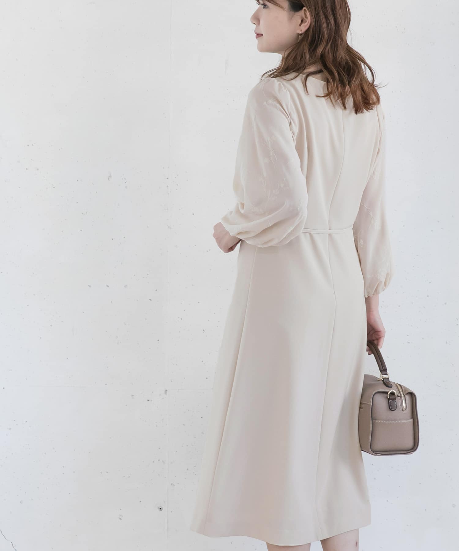 【WEB限定】フロッキーフラワースリーブワンピース