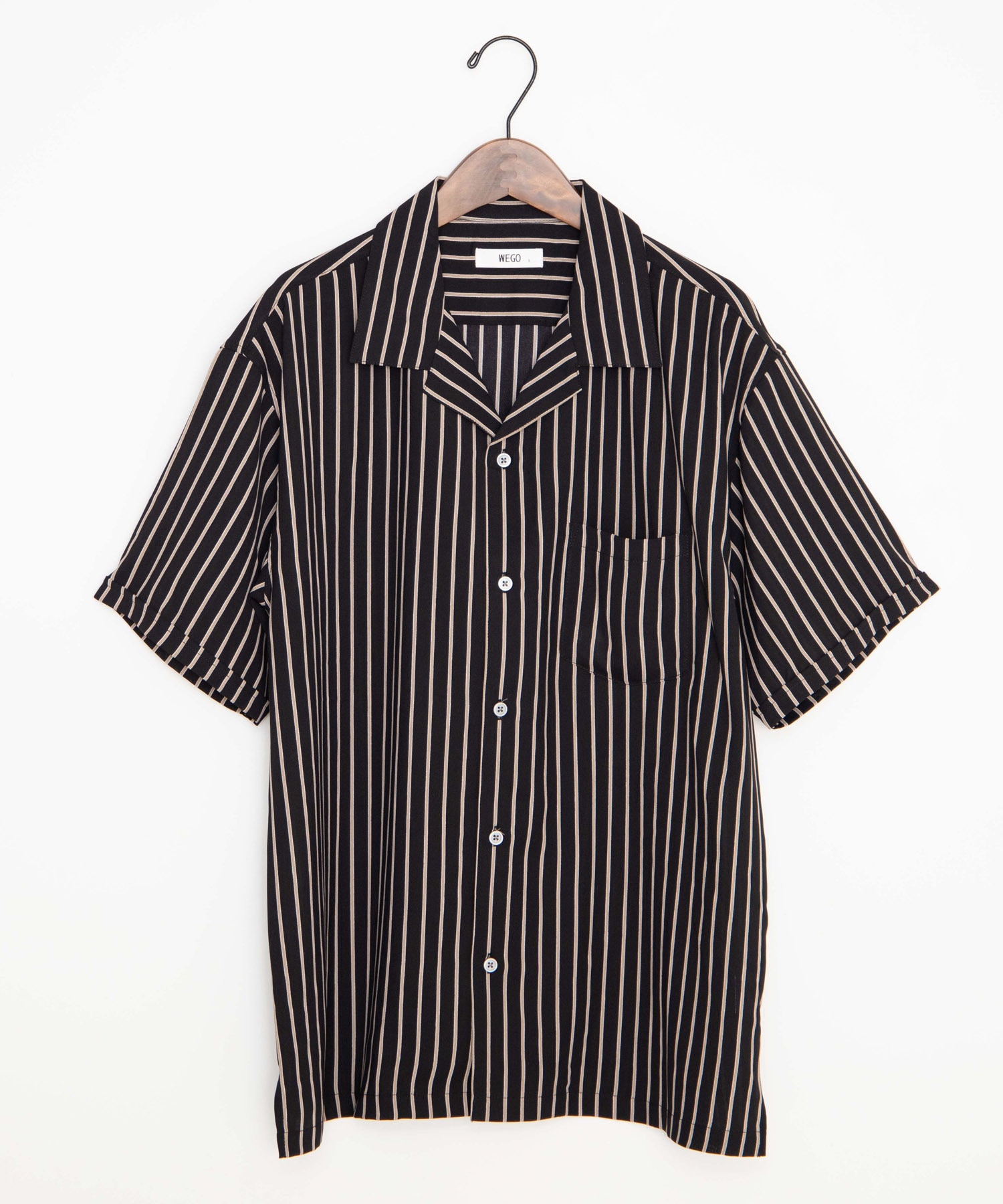 ダークストライプ開襟シャツ ダークストライプ開襟シャツ