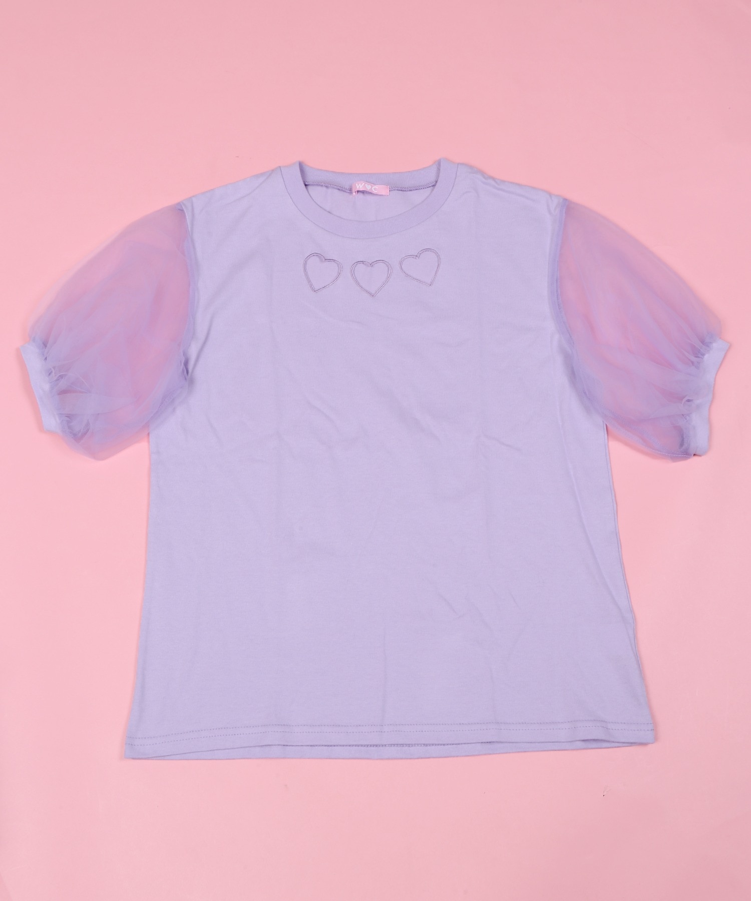 ハートあきチュールスリーブTシャツ ハートあきチュールスリーブTシャツ