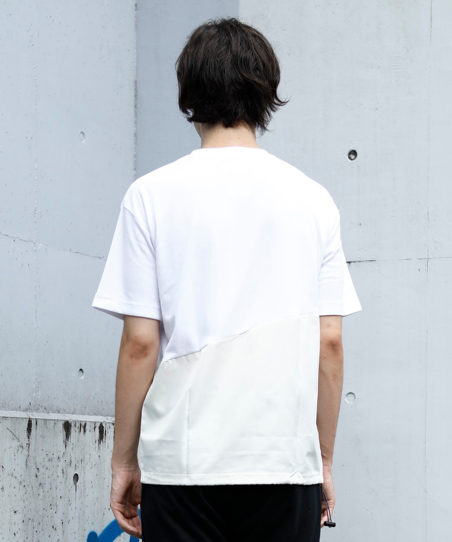 裾ドローコード布帛切替TEE 裾ドローコード布帛切替TEE