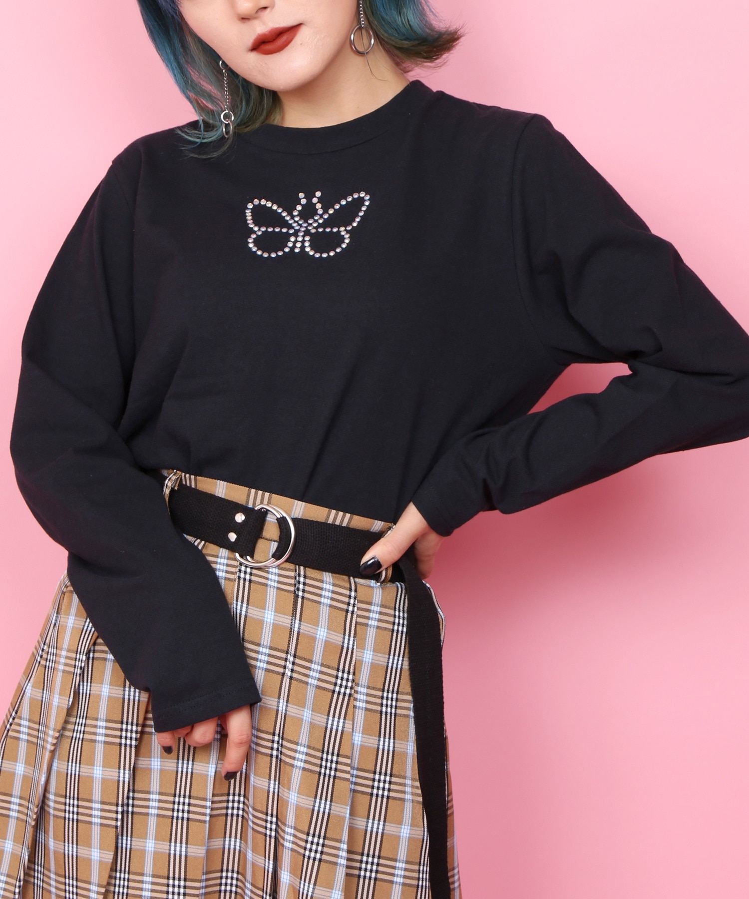 モチーフビジューロングTシャツ モチーフビジューロングTシャツ